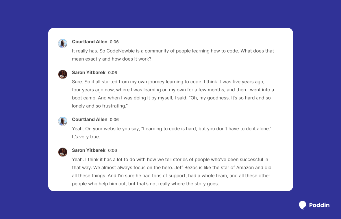 An example of a podcast episode transcript