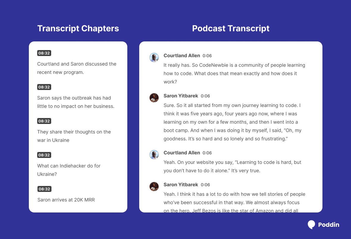 podcast transcript with chapters